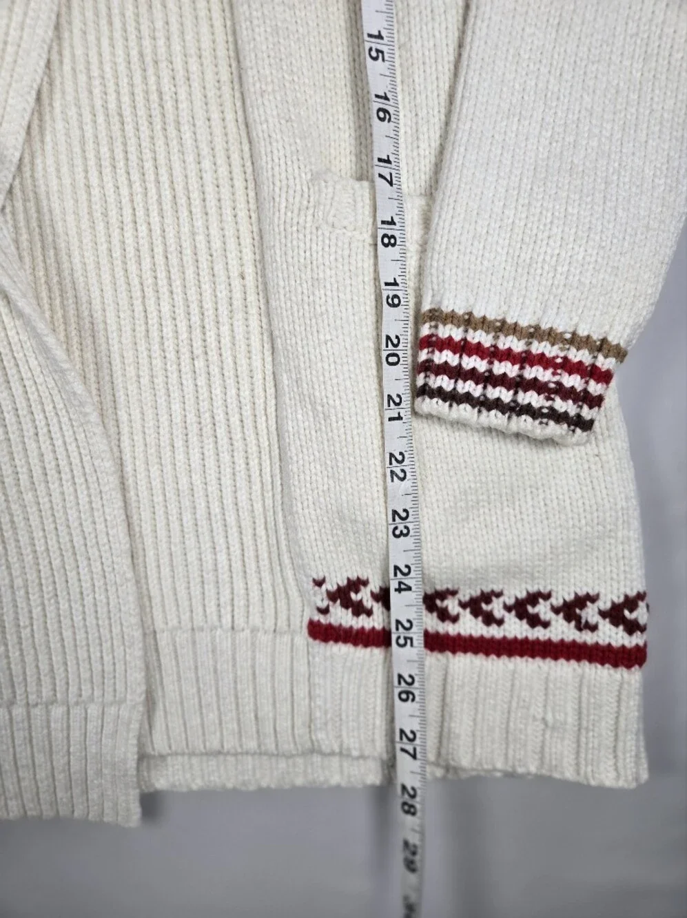 Marine Layer Brooklyn Shawl Collar Cardigan Sweater Cream Red Nortic Fwir Isle S